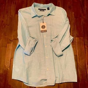 Perry Ellis Men’s Rolled Sleeve Aqua Sea button down shirt-NWT